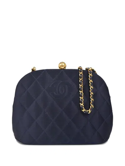 Pre-owned Chanel 1995 Quilted Chain Shoulder Bag In Blue