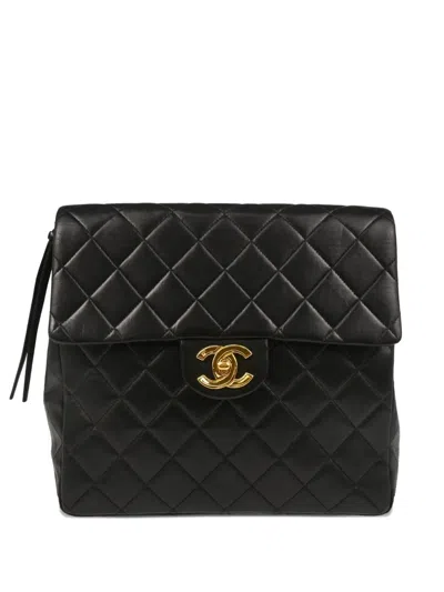 Pre-owned Chanel 1995 Quilted Lambskin Backpack In Black