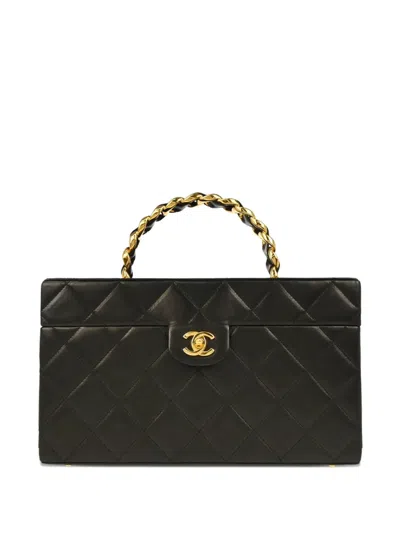 Pre-owned Chanel 1995 Quilted Vanity Handbag In Black