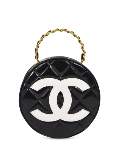 Pre-owned Chanel 1995 Quilted Vanity Top-handle Bag In Black