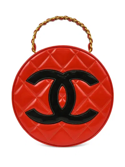 Pre-owned Chanel 1995 Round Vanity Handbag In Red