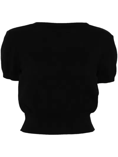 Pre-owned Chanel 1995 Scoop-back Cashmere Jumper In Black