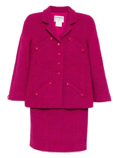 Pre-owned Chanel 1995 Setup Suit Jacket Skirt In Purple