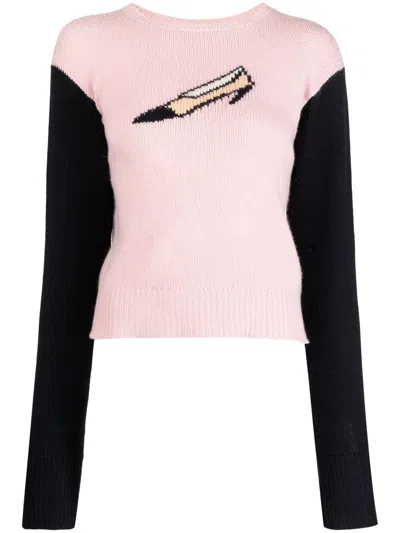 Pre-owned Chanel 1995 Shoe-motif Cashmere Jumper In Pink