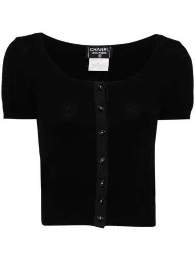 Pre-owned Chanel 1995 Short Sleeve Cardigan In 黑色