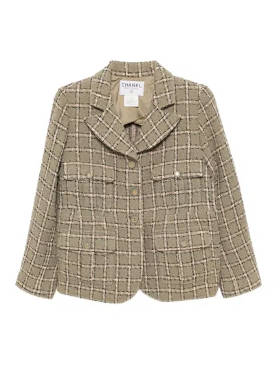 Pre-owned Chanel 1995 Single Breasted Jacket In Green