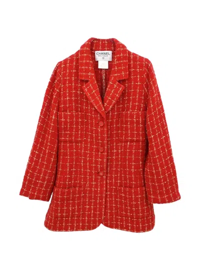 Pre-owned Chanel 1995 Single-breasted Tweed Jacket In Red