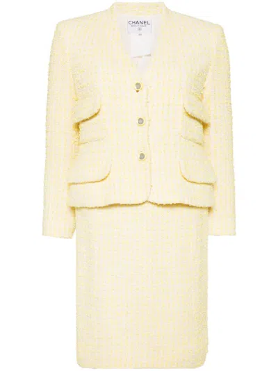 Pre-owned Chanel 1995 Skirt Suit In Yellow