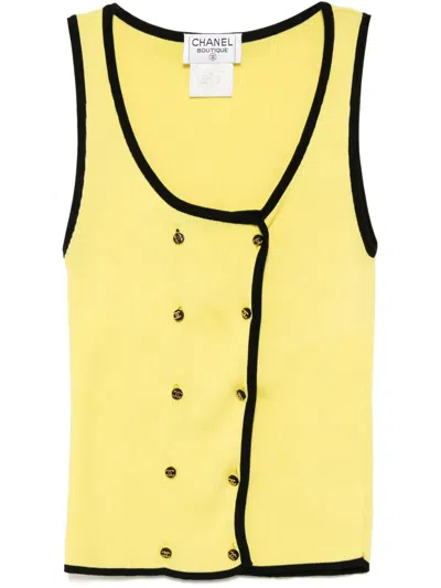 Pre-owned Chanel 1995 Sleeveless Top In Yellow