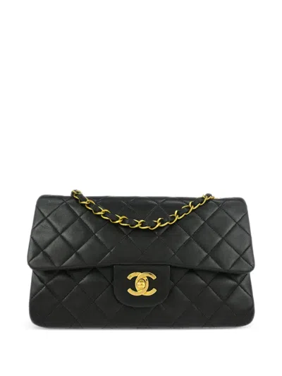 Pre-owned Chanel 1995 Small Classic Double Flap Shoulder Bag In Black