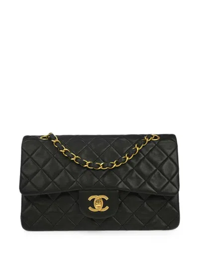 Pre-owned Chanel 1995 Small Classic Double Flap Shoulder Bag In Black