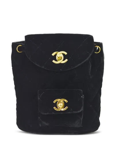Pre-owned Chanel 1995 Small Duma Backpack In Black