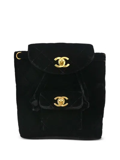 Pre-owned Chanel 1995 Small Duma Backpack In Black