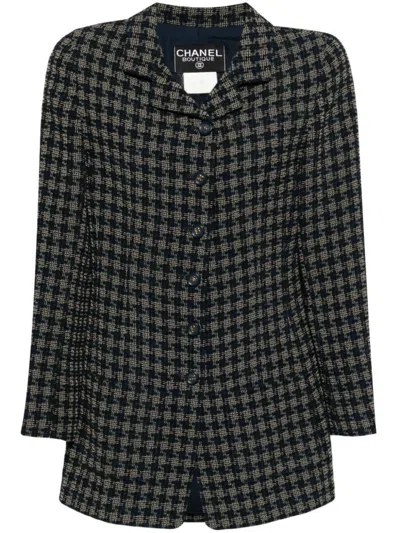 Pre-owned Chanel 1995 Tweed Jacket In Blue