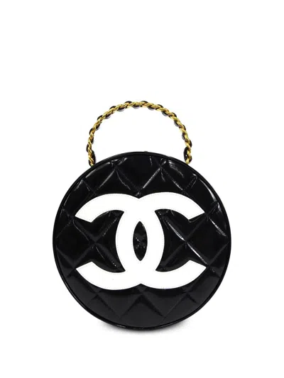Pre-owned Chanel 1995 Vanity Diamond-quilted Tote Bag In 黑色