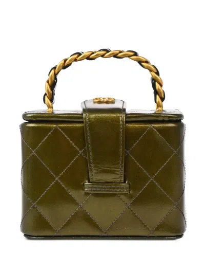 Pre-owned Chanel 1995 Vanity Handbag In Green