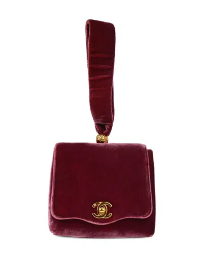 Pre-owned Chanel 1995 Velvet Clutch Bag In Purple
