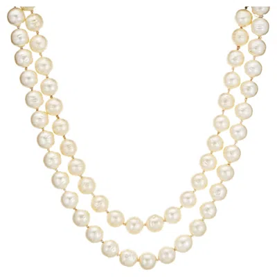 Pre-owned Chanel 1995 Vintage  Choker Necklace Double Strand 12mm Faux Pearls Gripoix Clasp In Multi