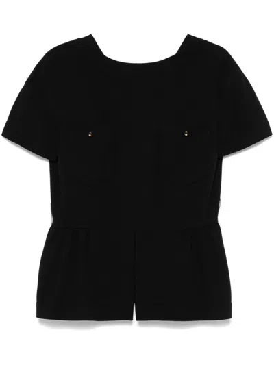 Pre-owned Chanel 1995 Wool Top In Black