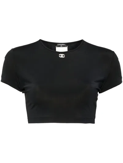Pre-owned Chanel 1995s Cropped T-shirt In Black