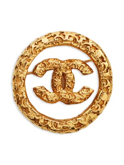 Pre-owned Chanel 1995s Magma Cc Mark Brooch In Gold