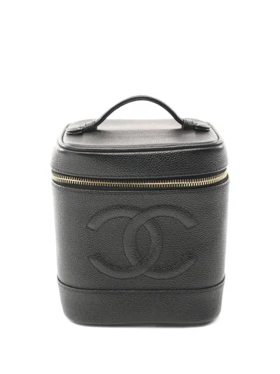 Pre-owned Chanel 1996-1997 Caviar-leather Vanity Bag In Black