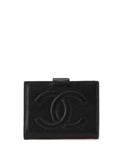 Pre-owned Chanel 1996-1997 Cc Caviar French Wallet Small Wallets In Black