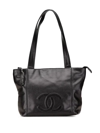Pre-owned Chanel 1996-1997 Cc Caviar Tote Bag In Black