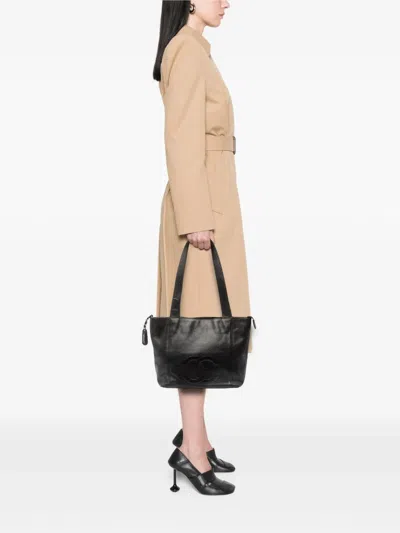 Pre-owned Chanel 1996-1997 Cc Caviar Tote Bag In Black