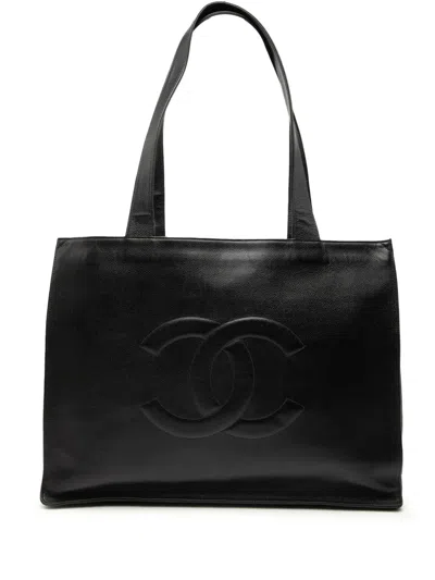 Pre-owned Chanel 1996-1997 Cc Caviar Tote Bag In Black