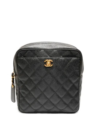 Pre-owned Chanel 1996-1997 Cc-plaque Backpack In Black