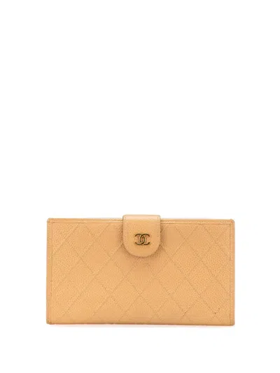 Pre-owned Chanel 1996-1997 Cc Quilted Caviar Stitched French Wallet Long Wallets