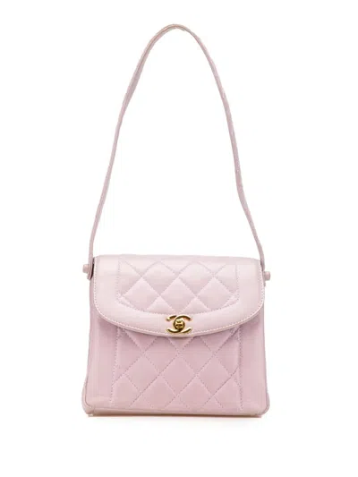 Pre-owned Chanel 1996-1997 Cc Quilted Lambskin Diana Flap Shoulder Bag In Pink