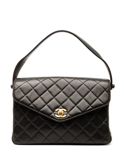 Pre-owned Chanel 1996-1997 Cc Quilted Lambskin Handbag In Black