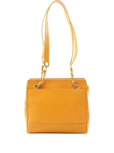 Pre-owned Chanel 1996-1997 Coco-mark Tote Bag In Yellow