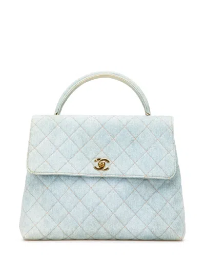 Pre-owned Chanel 1996-1997 Denim Kelly Top Handle Bag Handbag
