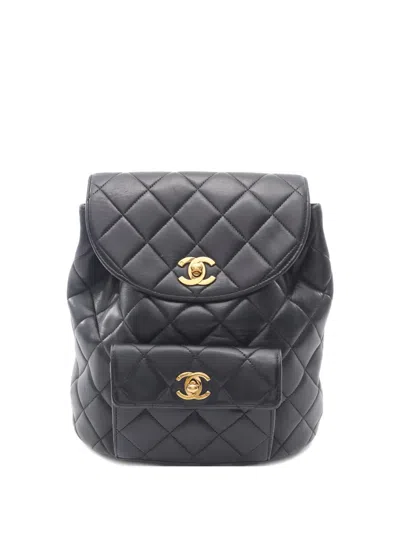 Pre-owned Chanel 1996-1997 Diamond-quilting Backpack In Black