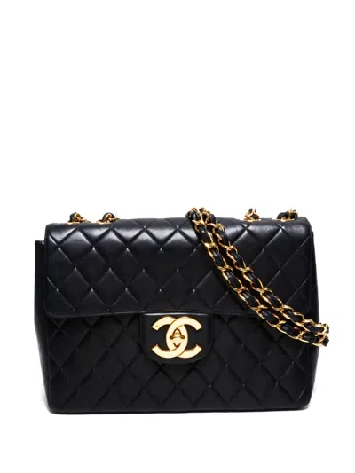 Pre-owned Chanel 1996-1997 Large Classic Flap Shoulder Bag In Black