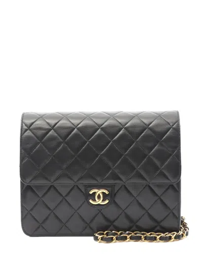 Pre-owned Chanel 1996-1997 Matelassé Single Flap Chain Shoulder Bag In Black