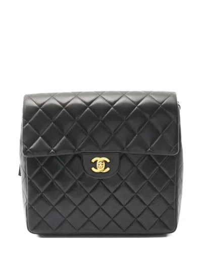 Pre-owned Chanel 1996-1997 Matelassé Turn-lock Backpack In Black