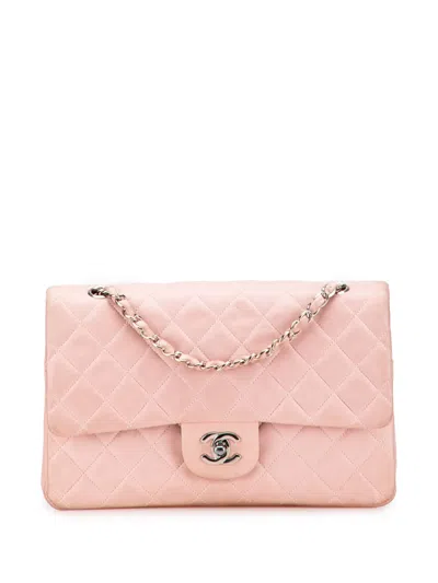 Pre-owned Chanel 1996-1997 Medium Classic Lambskin Double Flap Shoulder Bag In Pink