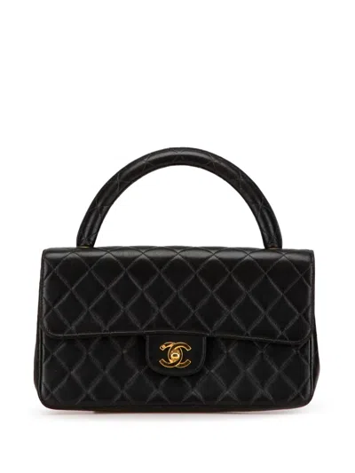 Pre-owned Chanel 1996-1997 Medium Classic Lambskin Kelly Flap Bag Handbag In Black