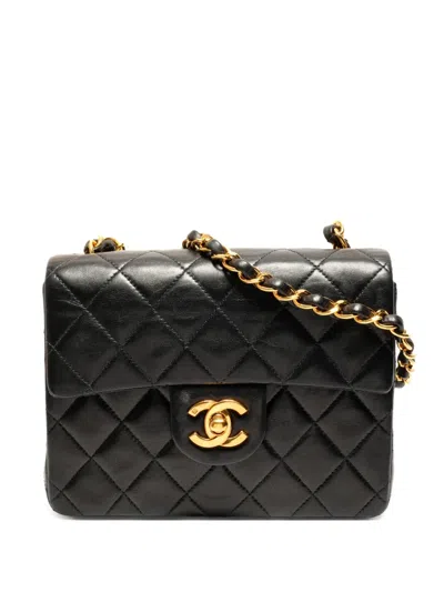 Pre-owned Chanel 1996-1997 Mini Classic Flap Square Cross Body Bag In Black