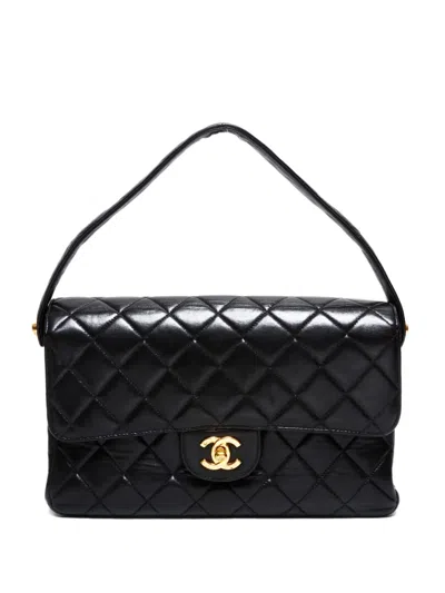 Pre-owned Chanel 1996-1997 Quilted Double Face Shoulder Bag In Black