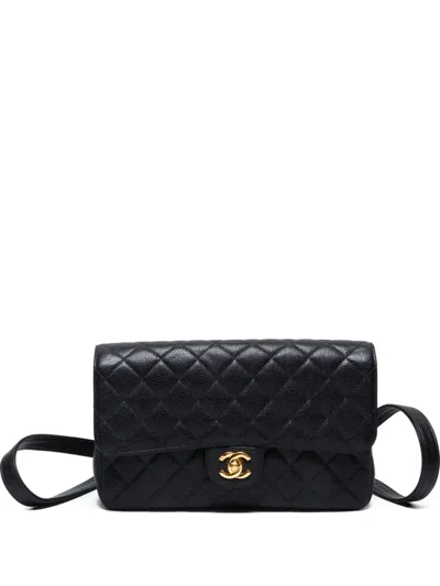 Pre-owned Chanel 1996-1997 Quilted Flap Backpack In Black