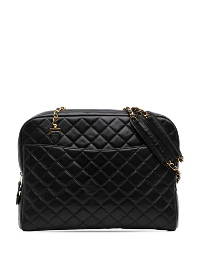 Pre-owned Chanel 1996-1997 Quilted Lambskin Shoulder Bag In Black