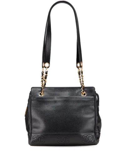Pre-owned Chanel 1996-1997 Triple Cc Caviar Shoulder Bag In Black