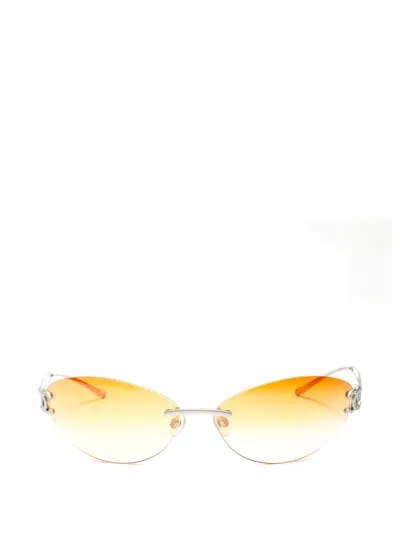 Pre-owned Chanel 1996-1997s Cc-mark Rimless Sunglasses In Silver