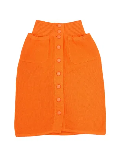 Pre-owned Chanel 1996 Button-up Skirt In Orange