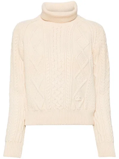 Pre-owned Chanel 1996 Cable-knit Wool Jumper In Neutrals
